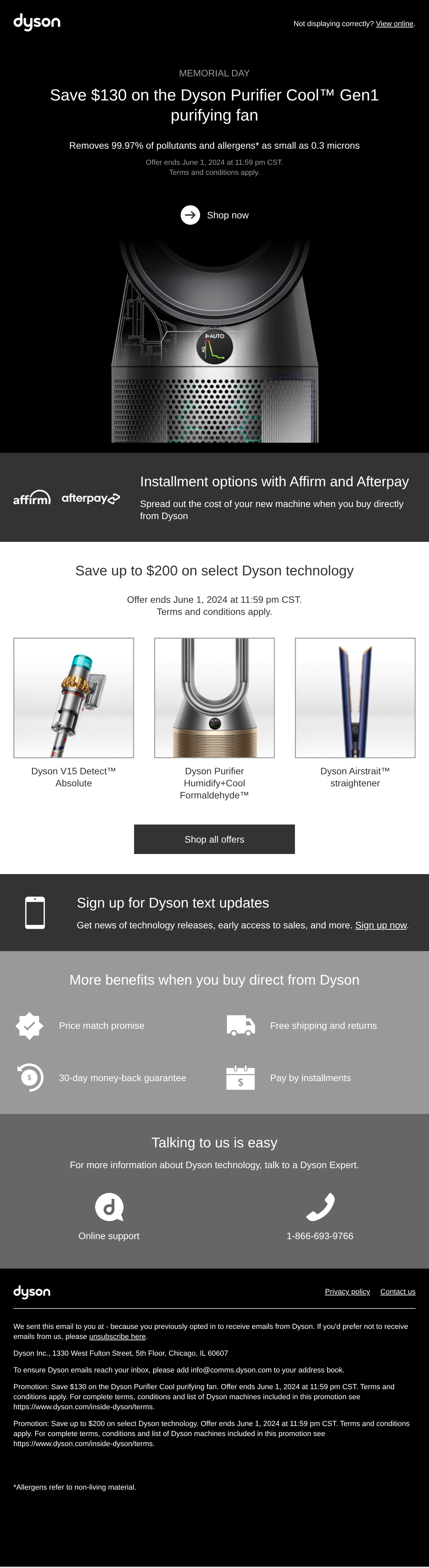 Limited-time offer: save $130 on the Dyson Purifier Cool Gen1