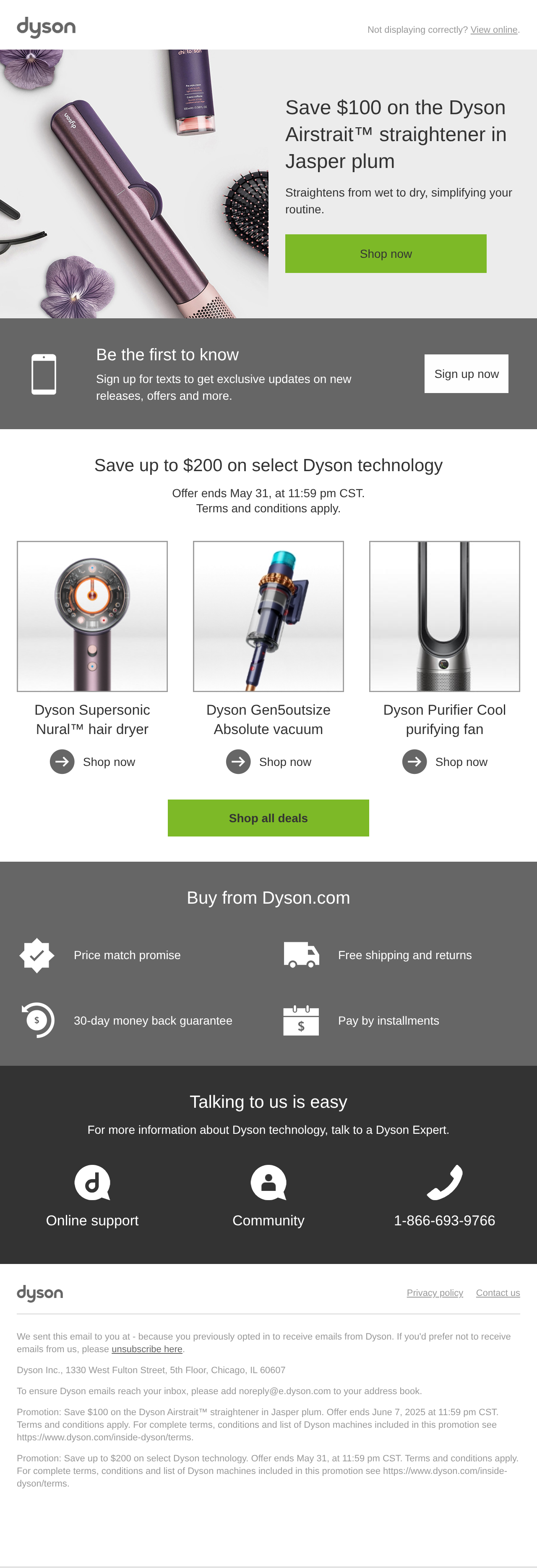 Save $100 on the Dyson Airstrait straightener in Jasper Plum