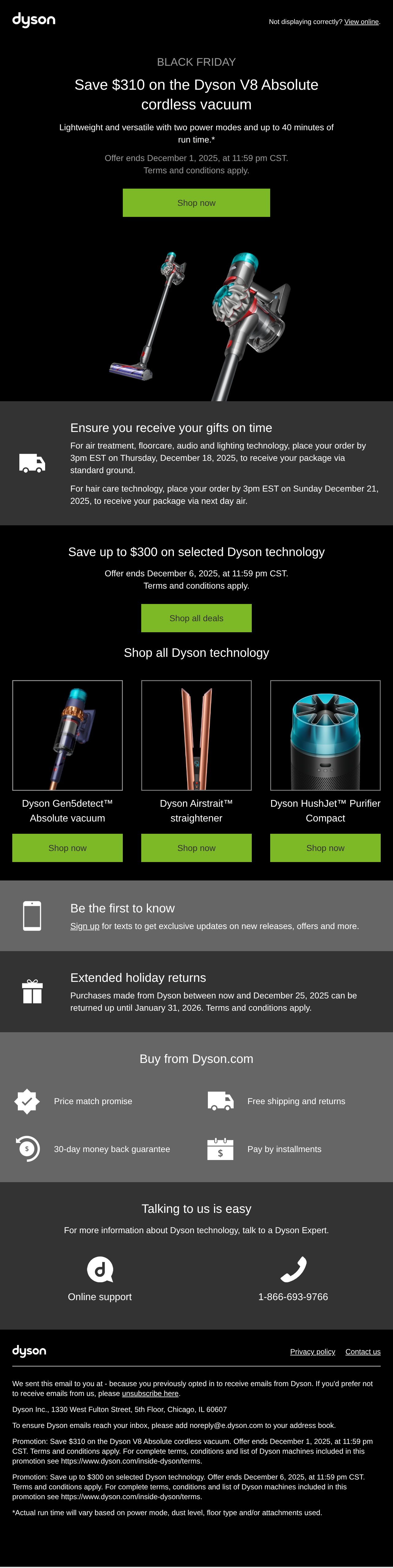 Limited-time offer: save $310 on the Dyson V8 Absolute cordless
