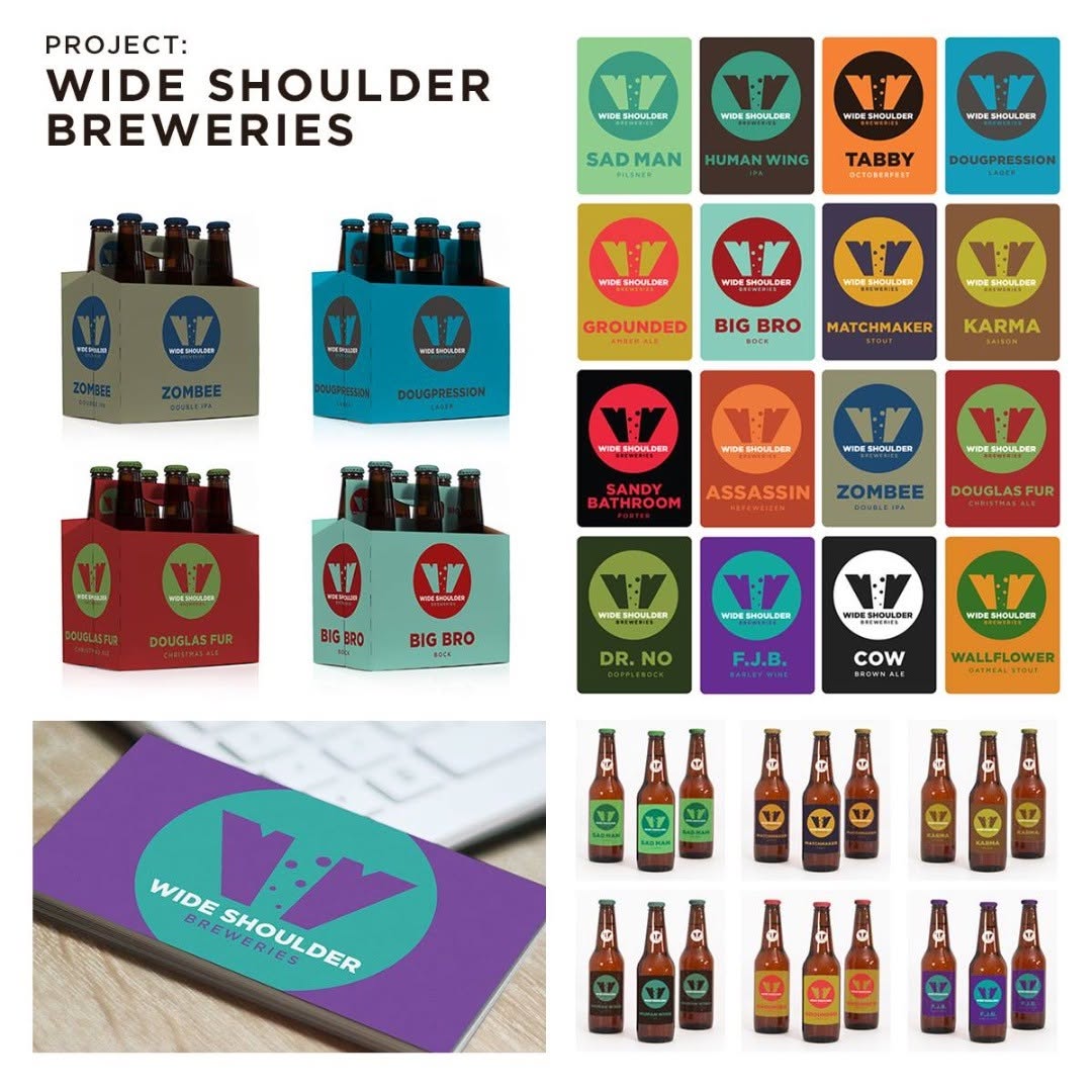 Wide Shoulder Brewing. Brand identity by Joel Kelly.