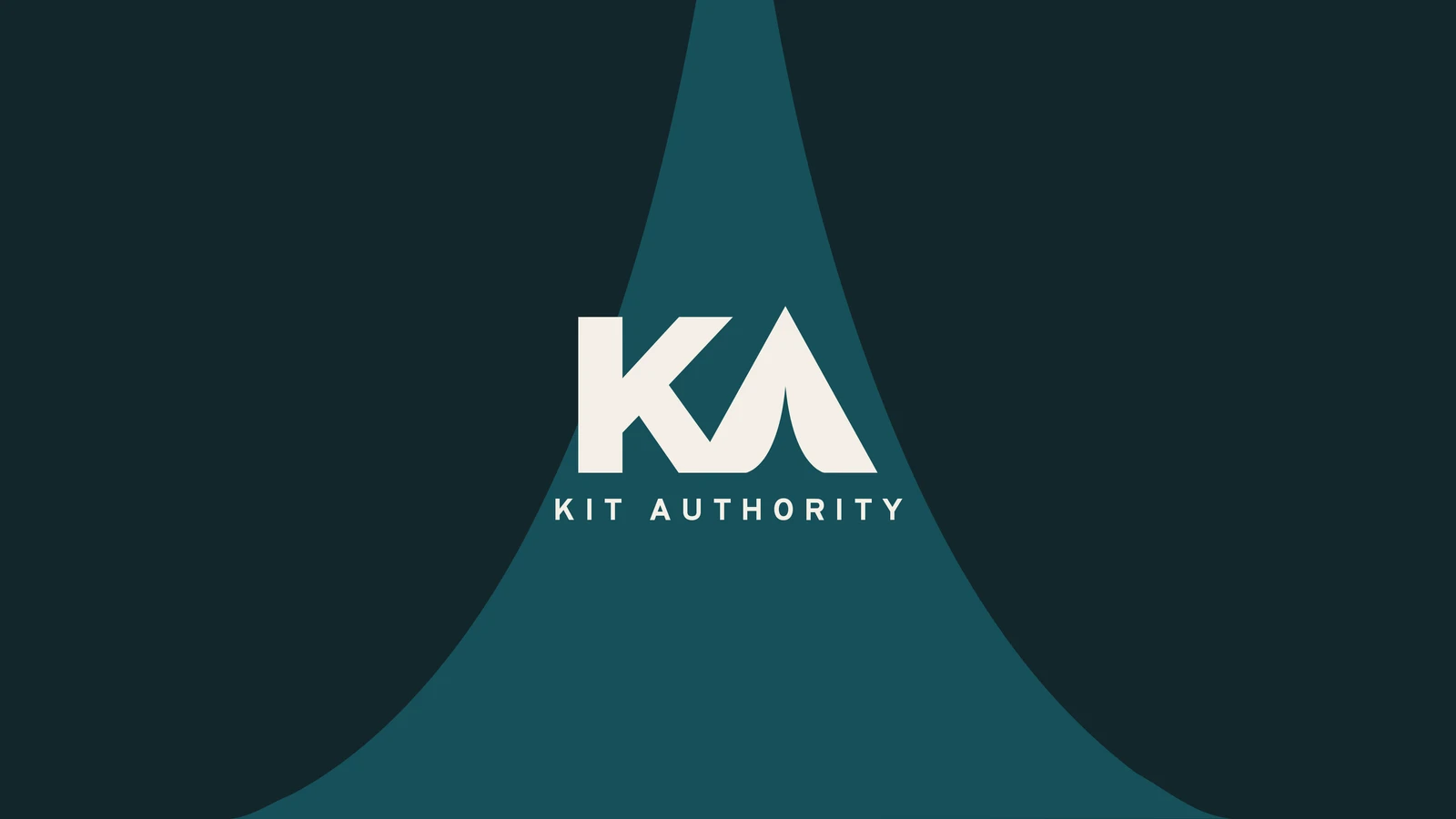 Kit Authority motion identity, using the tent-door silhouette and cream wordmark.